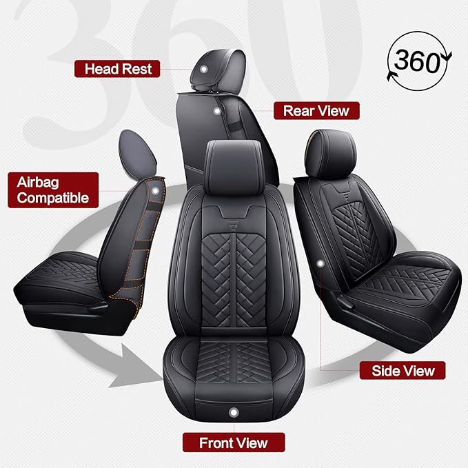 Tomatoman Tacoma Car Seat Covers Compatible with Toyota Tacoma Truck 2005-2024 2025 2026 Access Crew Double Cab TRD Sport Offroad Limited SR5 V6 Cushions(Full Set/Black)
