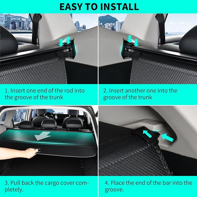 Tecoom Rear Trunk Cargo Cover Fit for Chevrolet Blazer 2019-2024, Carbon Fiber Trunk Security Covers fit for Chevy Blazer 2019 2020 2021 2022 2023 2024 Accessories, Retractable Luggage Privacy Screen