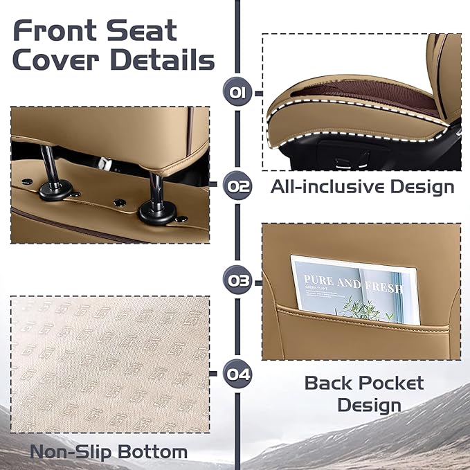 Truck Seat Covers for Ford Ranger 2019-2026, Waterproof Premium Leather Full Coverage Car Seat Cover, Muscle Sport Style Auto Interior Seat Cover Sets (Full Set/Brown Coffee)