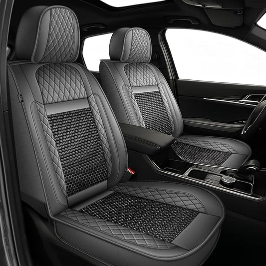TTX LIGHTING for Toyota Corolla 2000-2019 Car Seat Covers, Breathable Ice Silk & Leather Seat Protector, Cool & Anti-Sweat for Long Driving, Airbag Compatible, 5 Seats Full Set (Black&Gray)