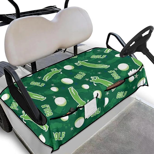 Biyejit Golf Cart Seat Covers with 4 Pockets Golf Cart Seat Towel Blanket Fits 2-Seat Golf Carts, Golf Cart Accessories