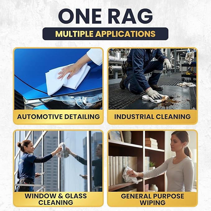 Premium New White Cotton Knit T-Shirt Rags (600 lbs. Pallet 24x25 lbs. Box of Rags) - Lint-Free, Soft & Absorbent Bulk Cleaning Cloths for Auto, Paint, Garage, Staining & Polishing