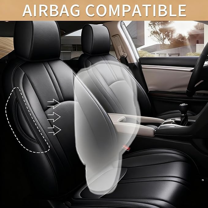 AOMSAZTO Custom Fit Seat Covers for Honda Civic Sedan EX-L,EX-T 2016-2021 Premium Comfort Faux Leather Car Seat Covers Black