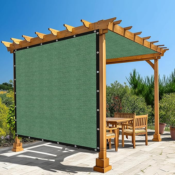 Amagenix 90% Pergola Shade Cover 8' X 24' Sun Shade Cloth with Grommets for Outdoor Garden Patio Porch, Commercial Grade 200 GSM - Cable Zip Ties Included (We Customized) GN108, Green