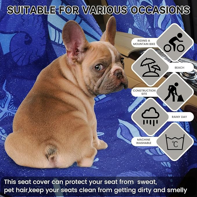 Car Seat Covers 2pcs Waterproof Towel Car Seat Cover Universal Fit for Most Trucks SUV Fitness Athletes Pets Gym and Water Sport，Conch Shells Starfish