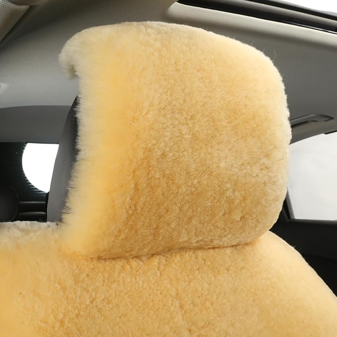 Natural Fur Sheepskin Universal car seat Covers for seat Cushion Auto Accessories, (Yellow, Universal Fit)