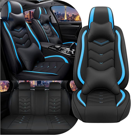 CTDS Car Seat Covers for Chevy Trax 2015-2026, Stylish Sport Seat Cover, Premium Nappa Leather Car Seat Cover. Automobile Seat Covers Sets.(Luxury 5 Seats/Black Blue)