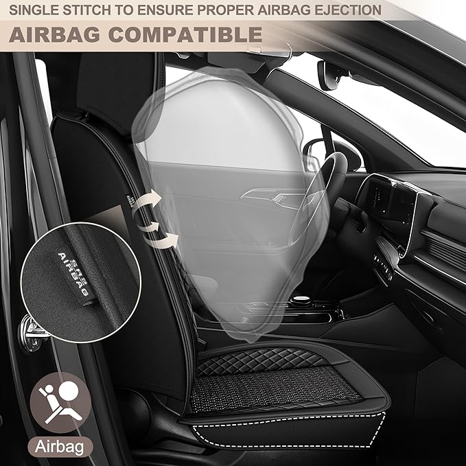 TTX LIGHTING for Mazda Mazda 6 2010-2021 Car Seat Covers, Breathable Ice Silk & Leather Seat Protector, Cool & Anti-Sweat for Long Driving, Airbag Compatible, 5 Seats Full Set (Black)