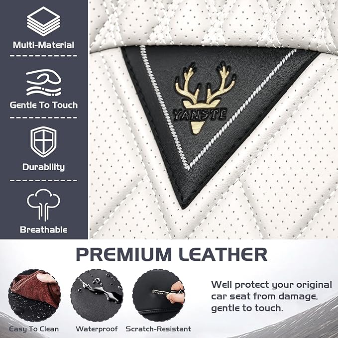 Truck Seat Covers for Ford Ranger 2019-2026, Waterproof Premium Leather Full Coverage Car Seat Cover, Muscle Sport Style Auto Interior Seat Cover Sets (Front Set/Black White)