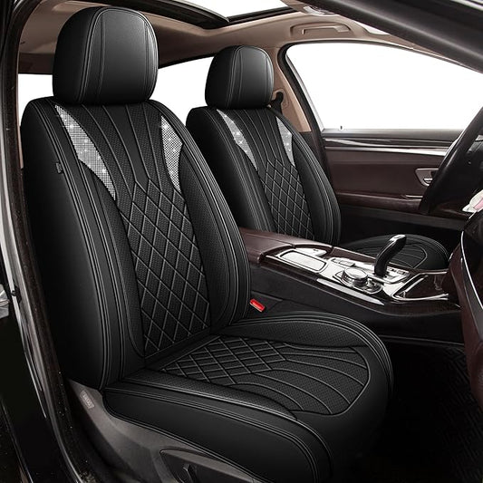 Bling Diamond Embroidered Seat Covers for Subaru Crosstrek 2016-2025 2026, Full Set 5 Seats, Sparkle Rhinestone Breathable Perforated Faux Leather Car Seat Covers for Women (Black)