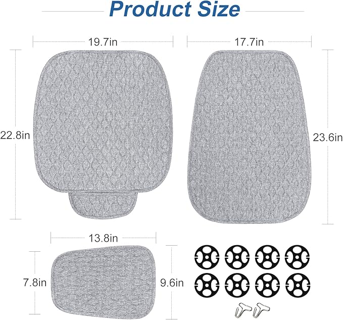 1 Pack Linen Car Seat Cover Front Seat Covers Soft & Breathable Front Premium Covers with Non-Slip Protector Universal Fits Most Automotive, Vans, SUVs, Trucks (1Pack Light Grey)
