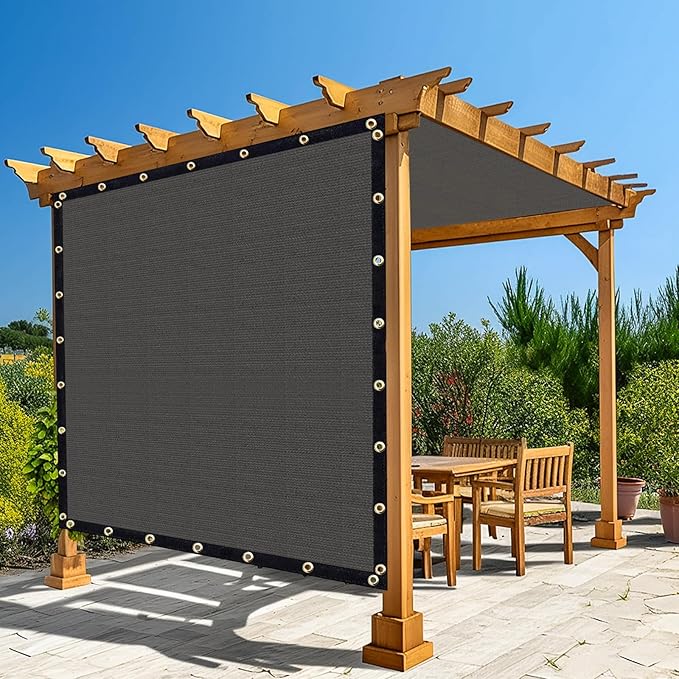 Amagenix 90% Pergola Shade Cover 14'X 19' Dark Gray Sun Shade Cloth with Grommets for Outdoor Garden Patio Porch-Commercial Grade 200 GSM-Cable Zip Ties Included (We Customized)