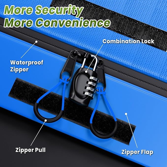 21 Cubic Feet Car Rooftop Cargo Bag Carrier, Soft Roof Top Luggage Bag for All Vechicles with/Without Racks - with Waterproof Zip, Luggage Lock, Anti-Slip Mat, Storage Bag, Door Hooks, Blue