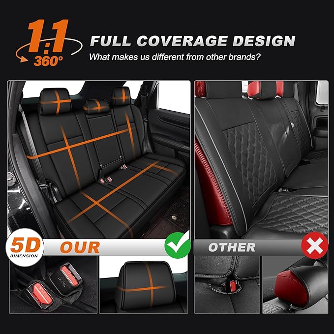 AOMSAZTO Custom Fit RAV4 Seat Covers for Toyota RAV4 LE 2013 2014 2015 2016 2017 2018 (NOT for Hybrid) - Full Set Faux Leather (Black)