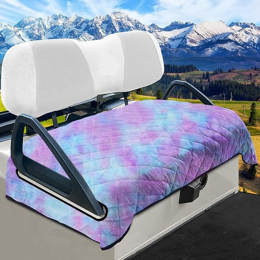 YOKYHOM Golf Cart Seat Covers for 2 & 4 Passenger Carts, Thick Short Plush with Non-Slip Backing, Ultra Soft Seat Towel Blanket, Fits EZGO, Club Car, Yamaha, 51"x30.5", Blue Purple