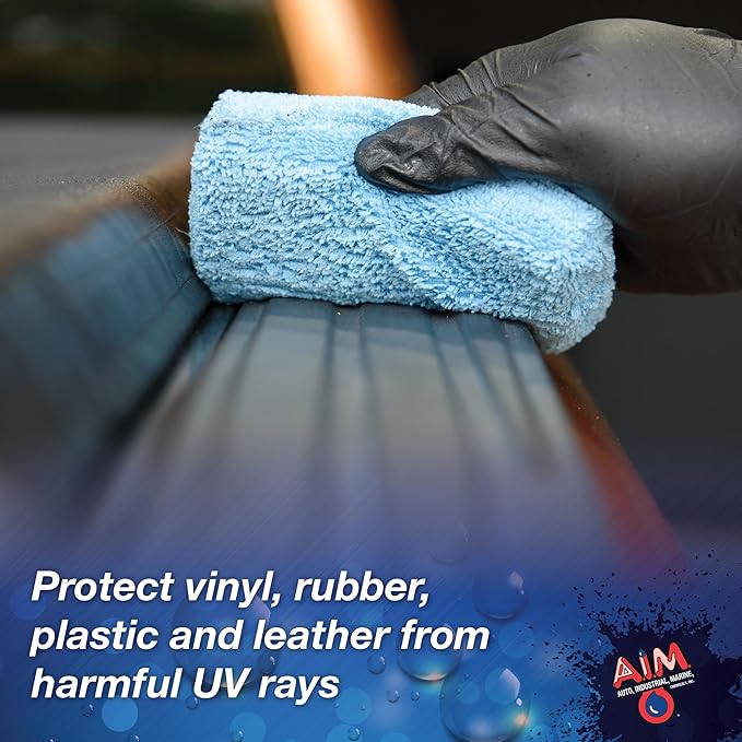 AIM Chemicals Vinyl Leather Rubber Multi-Purpose Dressing -Effective UV Protection -Leather Cleaner & Conditioner -Suitable for Interiors, Exteriors, Engines -Anti-Static -Water-Based for Cars, Quart