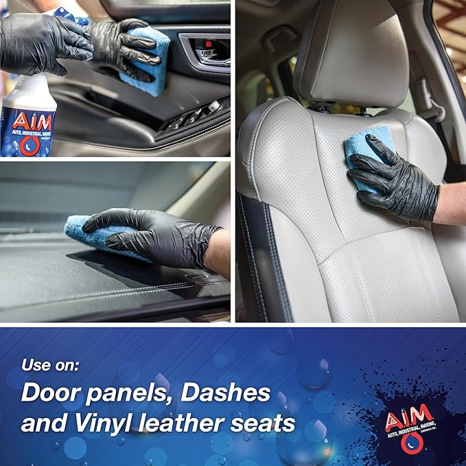 AIM Chemicals Vinyl Leather Rubber Multi-Purpose Dressing -Effective UV Protection -Leather Cleaner & Conditioner -Suitable for Interiors, Exteriors, Engines -Anti-Static -Water-Based for Cars, Quart