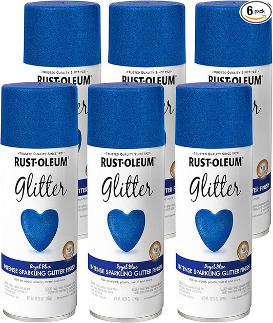 Rust-Oleum 299425-6PK Specialty Glitter Spray Paint, 10.25 Oz, Royal Blue, 6 Pack