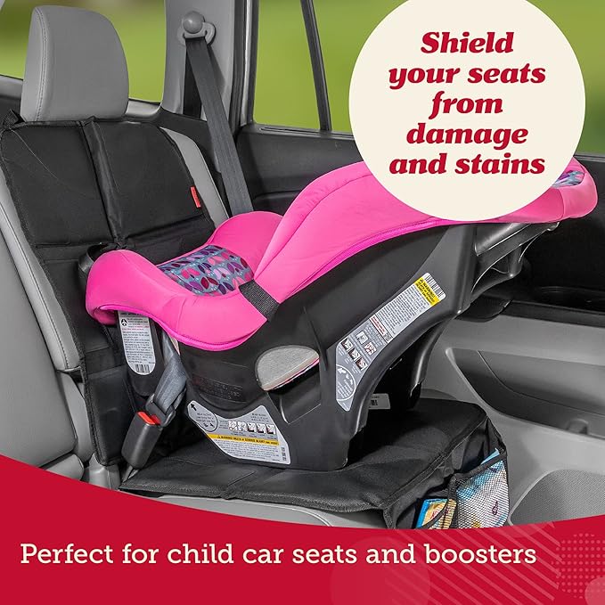 Lusso Gear Car Seat Protector - Waterproof Car Seat Cover - Non-Slip Padding & Mesh Pockets for Baby Travel Gear - Universal SUV & Vehicle Fit - Tan