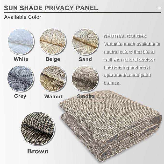 Alion Home Sun Shade Privacy Panel with Grommets and Hems on 4 Sides for Patio, Awning, Window, Pergola or Gazebo - Mocha Brown (12' x 4')