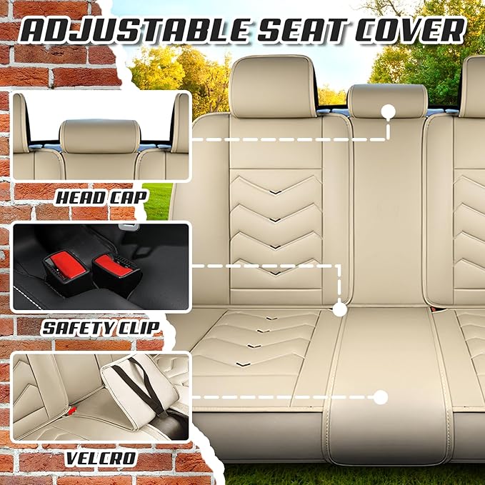 Car Seat Covers for Honda Accord 2000-2026, Premium Nappa Leather Car Seat Cover, Stylish Sport Seat Covers， Automobile Seat Cover Sets.(Standard 2 Seats/Beige)