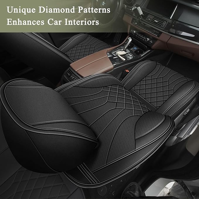 Car Seat Covers Front Pair for Mazda 6 2010-2021 Mazda6: Breathable Perforated Leather Seat Cover (Black)