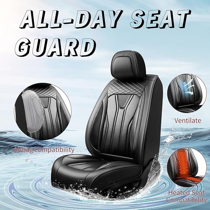 Fit HRV Car Seat Covers Compatible with Honda HRV 2016-2025 2026, Premium Leather Breathable, Wear Resistant, Airbag Compatible, All-Weather Protection & Full Coverage, Full Set All Black