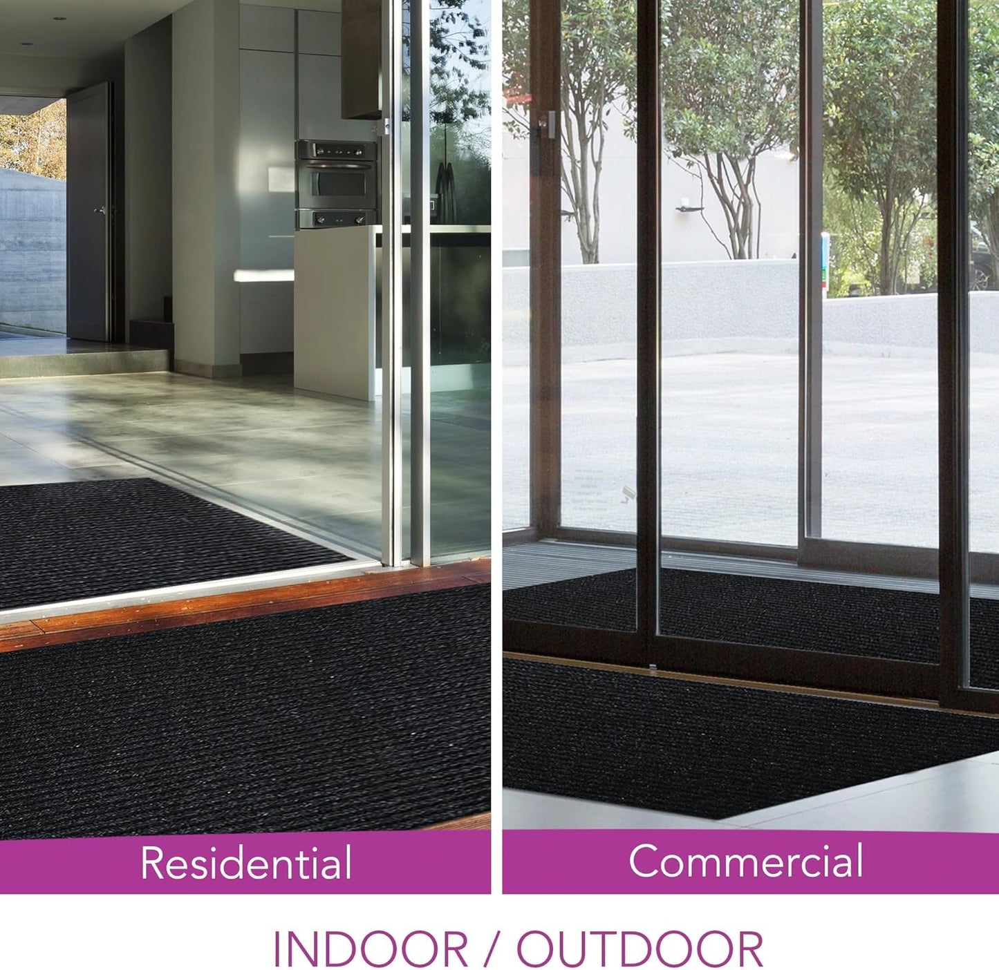 iCustomRug Spartan Weather Warrior Indoor/Outdoor Utility Ribbed Carpet Runner with Non-Slip Thermoplastic Rubber Backing, 3ft X 72ft in Black