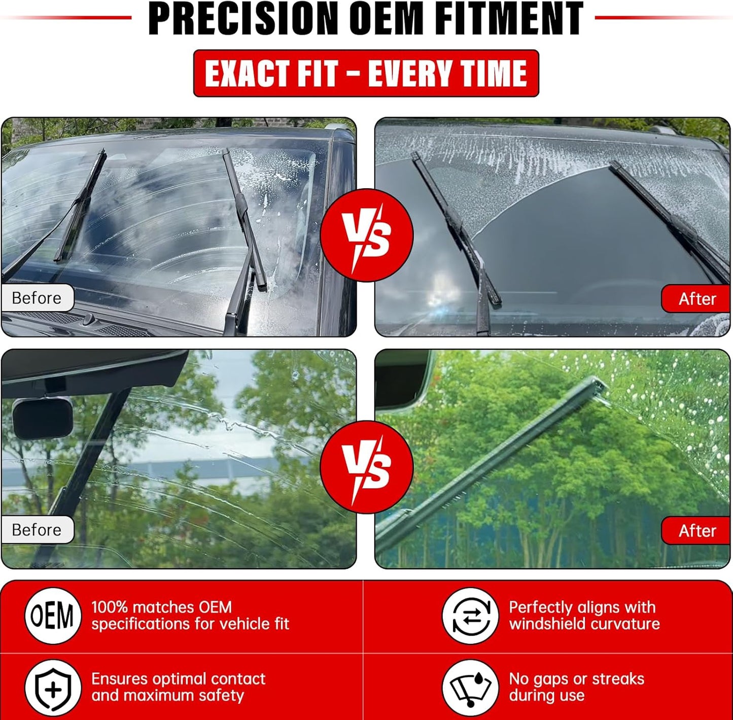 Windshield Wiper Blades Replacement for 2007-2017 Jeep Wrangler 2008-2018 Wrangler JK Original Factory Quality Front Rear Wipers Blade Set for My Car - 15" 15" 13" (Pack of 3)