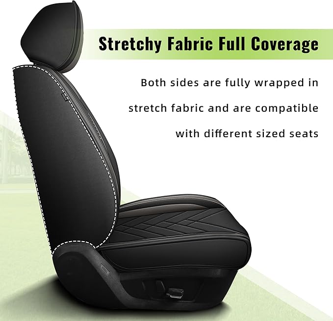 AOMSAZTO Car Seat Covers Fit for Cadillac SRX 2010-2016 Premium Front Seat Covers Waterproof Leather Automotive Seat Covers Compatible with Airbag (2 Seats,Grey)