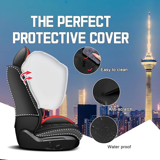 CTDS Car Seat Covers for Chevy Trax 2015-2026, Stylish Sport Seat Cover, Premium Nappa Leather Car Seat Cover. Automobile Seat Covers Sets.(Luxury 2 Seats/Black Red)