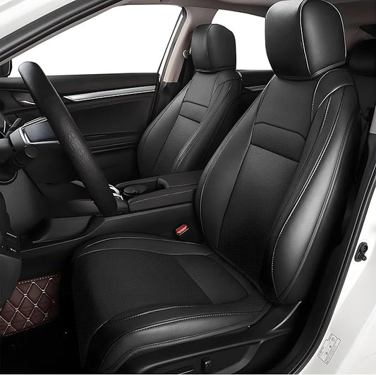 AOMSAZTO Custom Fit Seat Covers for Honda Civic Hatchback 2022 2023 2024 Sport/LX &Hatchback Hybrid Sport 2025 Full Set Faux Leather Seat Covers Black