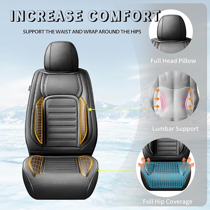 Fit HRV Premium Leather Car Seat Covers Compatible with Honda HRV 2016-2025 2026, Breathable, Wear Resistant, Airbag Compatible, All-Weather Protection & Full Coverage, Full Set Black