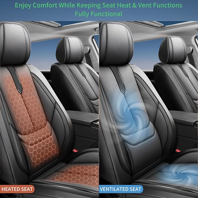 Fit Crosstrek Car Seat Covers for Subaru Crosstrek 2016-2025 2026 -Upgraded Premium Waterproof & Breathable Leather, Airbag Compatible, All-Weather Seat Cushion Protector,2 Front/Black