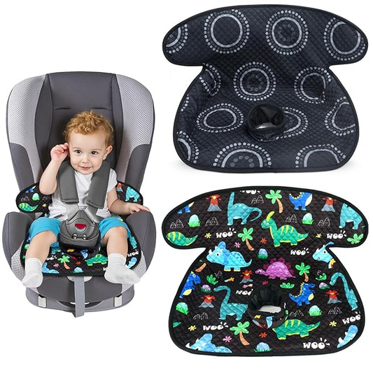 Car Seat Protector for Potty Training, 2 Pack Waterproof Piddle Pad Cover with Anti-Slip Backing, Portable Car Seat Liner for Toddler Baby Safety Carseats & Strollers (Black Dinosaur)