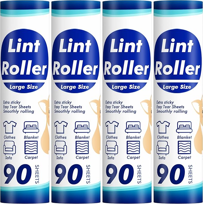 360 Sheets Sticky Lint Rollers Refills for 9.45'' Width Large Lint Roller, Floor Lint Roller Refills