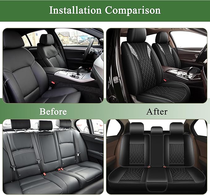 Car Seat Covers for Honda HR-V 2016-2026: Breathable Perforated Leather Seat Cover (Full Set, Black)