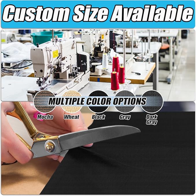 Amagenix 90% Shade Fabric 8'X 16' Black Sun Shade Cloth with Grommets for Pergola Replacement Shade Cover Canopy, Heavy Duty, Cable Zip Ties Included (We Customized)