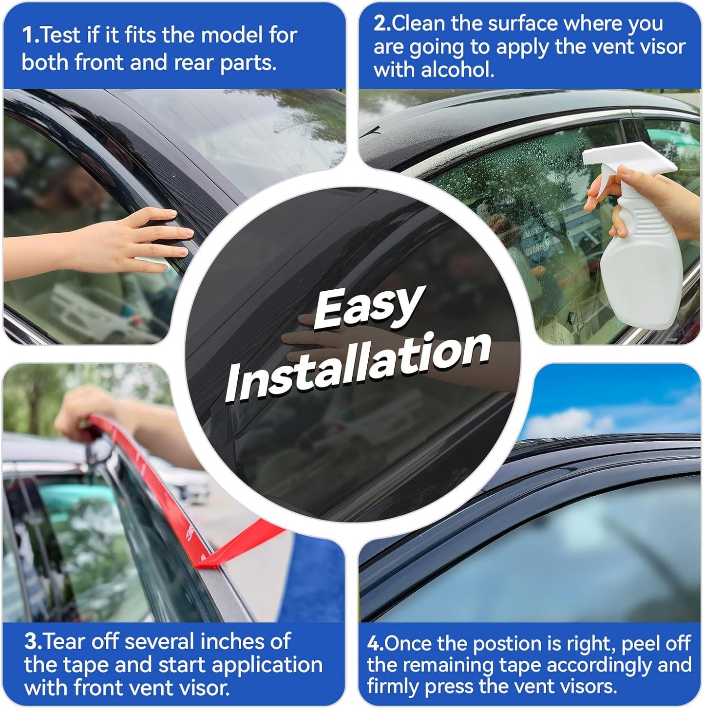 Window Visors Rain Guards Shield for 2012-2019 Nissan Versa Sedan, Out-Channel Window Vent Wind Deflectors Visors Shades for 12-19 Nissan Versa