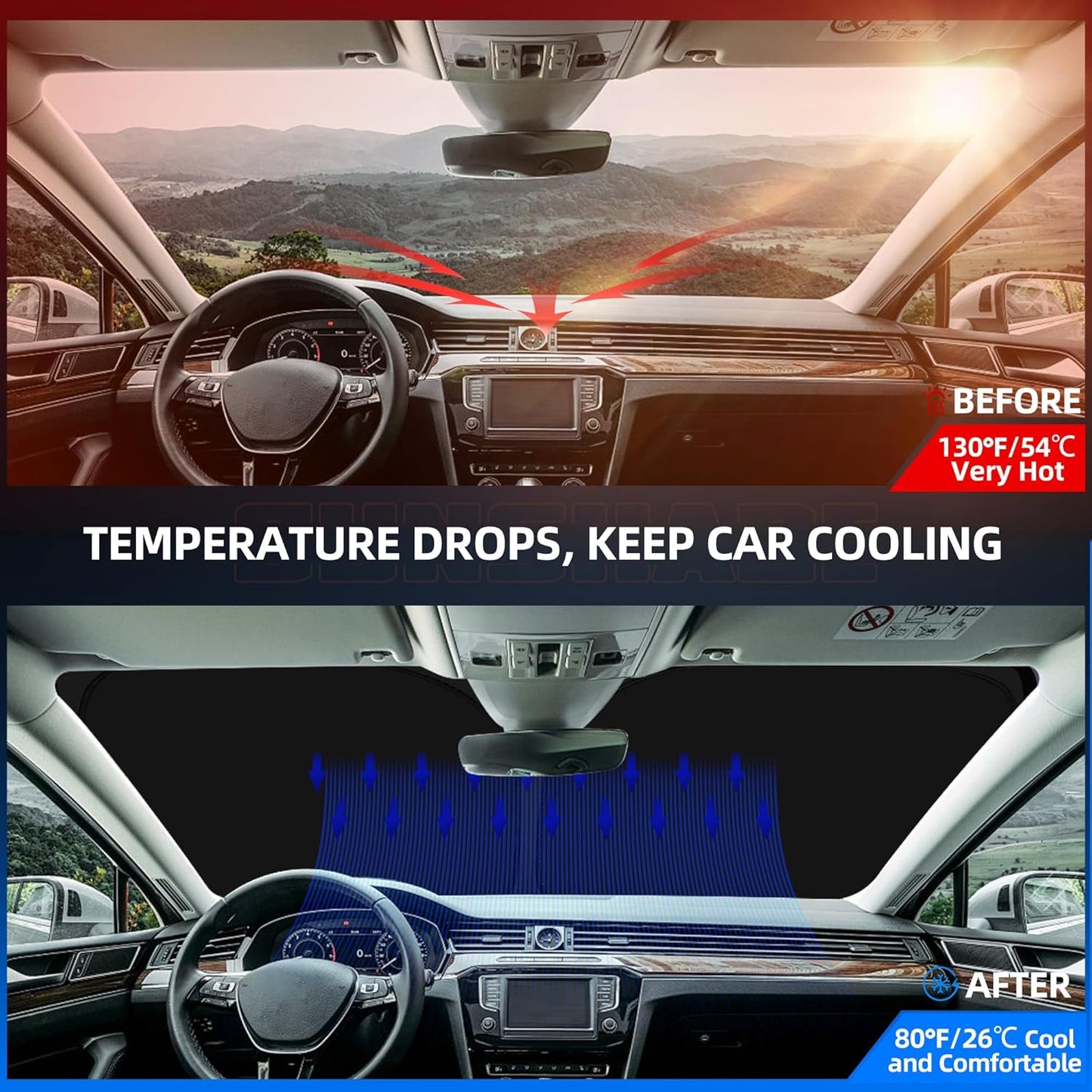Windshield Sun Shade for H-yund-ai Santa Cruz 2022-2025 Foldable Sunshade Custom Fit Front Window Car Interior Accessories Protector Blocks UV Rays