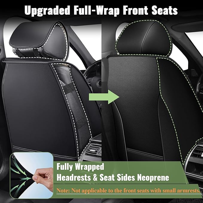 Car Seat Covers for Subaru Forester 2007-2025 2026 - Faux Leather Breathable Cool Ice Silk Seat Covers - 2 Front Seats for Subaru Forester Accessories - Black