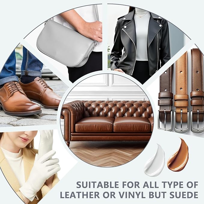 Leather Recoloring Balm with 100ml Mink Oil Conditioner | Light Brown Repair Kit, Dye & Color Restorer for Furniture, Sofa,Car Seats, Bags | Restore Faded & Scratched Surfaces