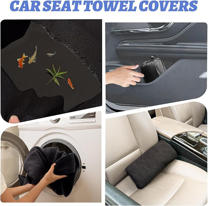 Car Front Seat Cover: Waterproof & sweatproof, fits all cars/SUVs/trucks. Ideal for gym, sports & beach. 3-layer non-slip, easy machine wash. Shields seats from stains & wetness. (Black, 2Pcs)