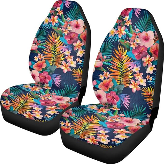 Car Seat Covers Elastic Front Seat Protectors Automotive Interior Accessories Mats Non Slip Scratch Proof Washable Bucket Pads（Tropical Flowers 59）