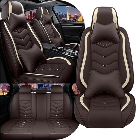 CTDS Car Seat Covers for Chevy Trax 2015-2026, Stylish Sport Seat Cover, Premium Nappa Leather Car Seat Cover. Automobile Seat Covers Sets.(Luxury 5 Seats/Coffee Color)