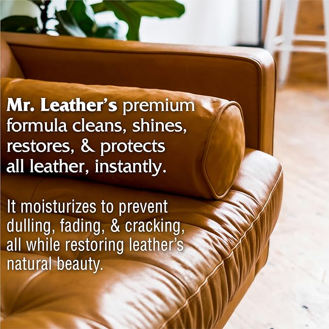 Cleaner and Conditioner - Safe for All Leather & Vinyl - Hydrate and Shine with Water-Repellent Protection for Couches, Car Interior, Shoes, and Bags (16 oz)
