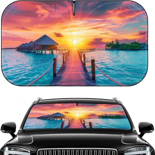 Car Windshield Sun Shade - Foldable Car Sun Shade Windshield for Front Window, Reflector Sunshade Offers Ultimate Protection for Cars Interior (55.2 x 31.5 in)