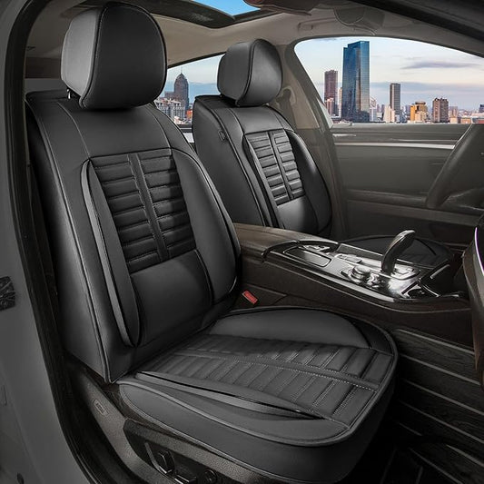 Car Seat Covers Fit for Kia Sorento 2007-2023 2024 2025 Front Set Leather Seat Covers Set with Lumbar Support Premium Automotive Cushion Protector(2 Seat, Black)