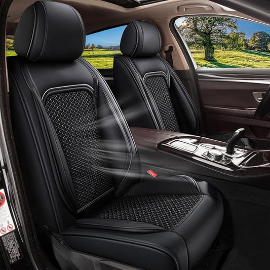 Car Seat Covers Front Seats for Subaru Impreza 2012-2024 2025 2026 - Cooling Ice Silk Leather Seat Cover - Ventilated 2 Seats Vehicle Seat Cushion Protector Automotive Accessories (Black)