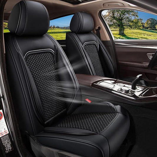 Car Seat Covers Front Seats for Honda CR-V CRV 2015-2025 2026, Breathable Cooling Ice Silk Leather Car Seat Covers, 2 Seats Vehicle Seat Protector Seat Cushion Auto Accessories (Black)